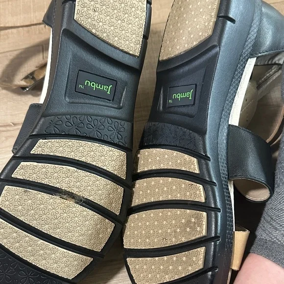 Jambu Black and Tan Strappy Ankle-Buckle Sandals - Picture 9 of 14